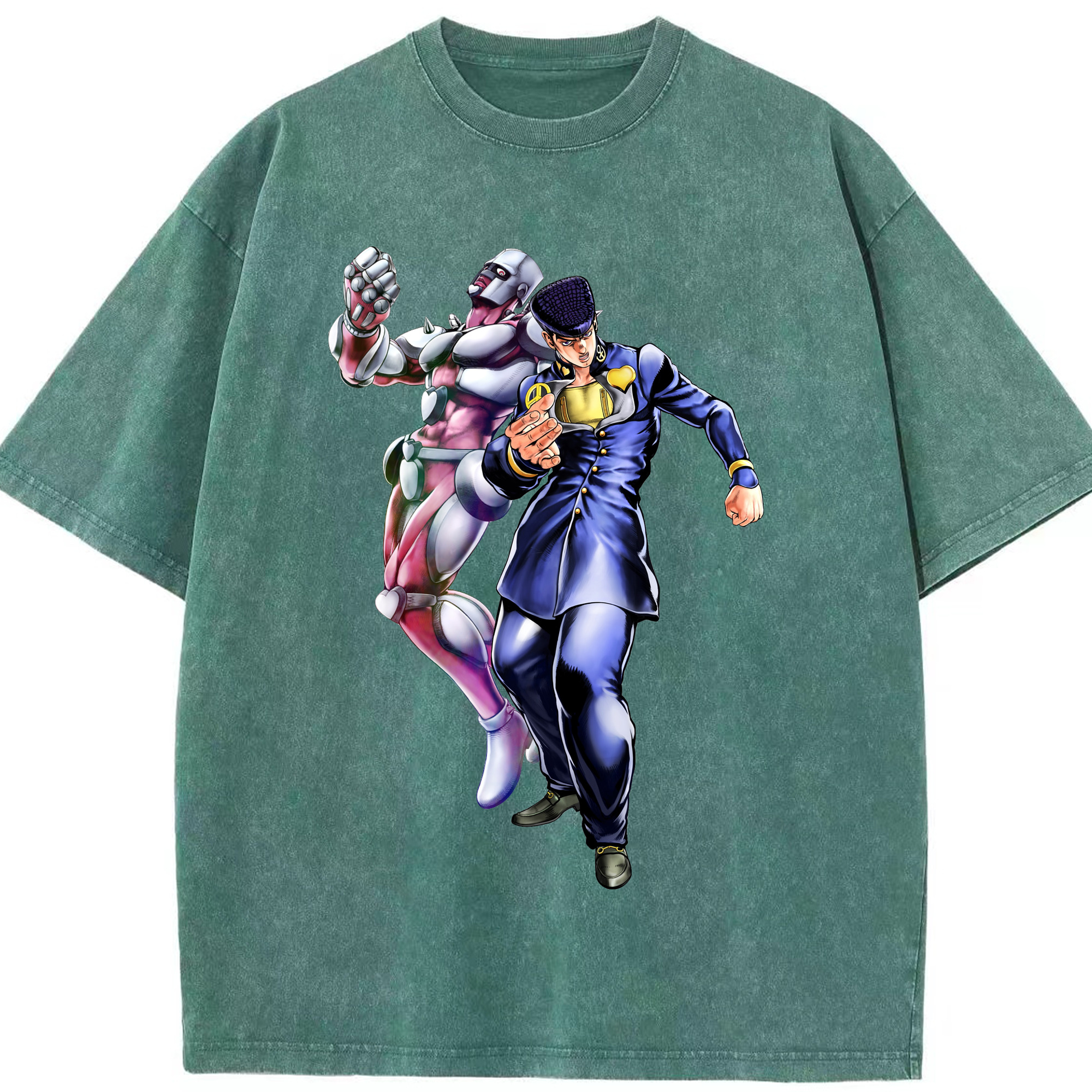 （画像用） ジョジョの奇妙な冒険 ひがしかた じょうすけ JoJo's Bizarre Adventure Higashikata Josuke 綿100% ヴィンテージ風 半袖Tシャツ（フロントプリント）